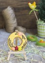 Easter wreath on the background boards Royalty Free Stock Photo