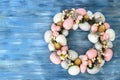 Easter wreath of colorful decorative eggs, flowers Royalty Free Stock Photo