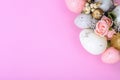 Easter wreath of colorful decorative eggs, flowers Royalty Free Stock Photo