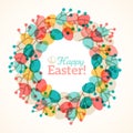 Easter wreath with colorful eggs