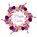 Easter wreath with eggs and flowers of magnolia on white background. Decorative doodle frame from eggs and floral elements. Royalty Free Stock Photo