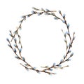 Easter wreath of willow twigs. Watercolor drawing Royalty Free Stock Photo