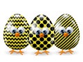 Easter yellow and black eggs over white