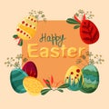 Colourful Springtime Easter Eggs Vector Poster