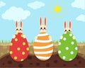 Easter rabbits with giant eggs