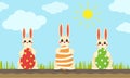 Easter bunnies egg hunt Royalty Free Stock Photo