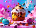 Eastercake Raisins Cream Flying Air Hao Royalty Free Stock Photo