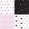 Set of cute seamless easter background patterns Royalty Free Stock Photo