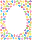 Colorful Easter egg background, numerous easter eggs around a white egg shape