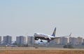 Ryanair Final Approach - Touching Down Landing Alicante Airport Royalty Free Stock Photo
