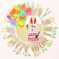Easterly happy egg rabbit cute with balloons a lot Royalty Free Stock Photo