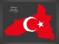 Eastern Anatolia Turkey map with Turkish national flag illustra