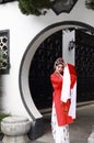 Aisa Chinese woman Peking Beijing Opera Costumes Pavilion garden China traditional role drama play Royalty Free Stock Photo