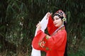 Aisa Chinese woman Peking Beijing Opera Costumes Pavilion garden China traditional role drama play dress dance perform ancient Royalty Free Stock Photo