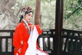 Aisa Chinese woman Peking Beijing Opera Costumes Pavilion garden China traditional role drama play dress dance perform ancient Royalty Free Stock Photo