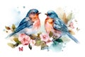 Eastern bluebird. Spring Birds sitting on a branch of a flowering tree. Royalty Free Stock Photo