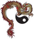 Eastern dragon and Yin Yang symbol