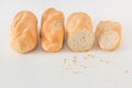 Eastern Europe long loaf bread on white background. Royalty Free Stock Photo