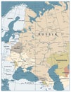 Eastern Europe Map Old Colors