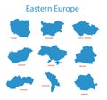 Eastern europe - maps of territories - vector