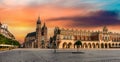 eastern european cobbled square in Krakow, Poland