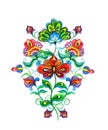 Eastern european decorative ethnic flowers. Watercolor