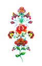 Eastern european floral decor - folk art flowers. Watercolor drawing