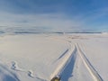 Anatolian train line, drone aerial view / Kars Royalty Free Stock Photo