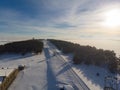 Anatolian train line, drone aerial view / Kars Royalty Free Stock Photo