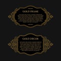 Eastern gold arabic vector lines design templates. Muslim floral frame for card and postcard