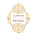 Eastern gold vintage square frame. Vector islamic golden elements for decoration design template