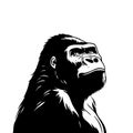 Eastern Gorilla. Eastern Gorilla simple black and white line art vector logo Royalty Free Stock Photo