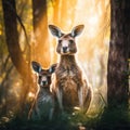 Eastern grey kangaroo with her joey in Gold Coast Austral