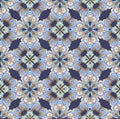 Eastern, Indian, Persian Golden seamless ornament on a blue background.Decorative ornament backdrop for fabric, textile Royalty Free Stock Photo