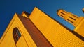 EASTERN, ISLAMIC ARCHITECTURE AND THE BLUE SKY, ORANGE BRICKED WALL