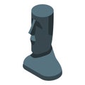 Eastern island statue head icon, isometric style