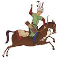 Horse rider.Persian miniature stylized illustration