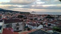 Angra do Heroismo, eastern part of the town, view at sunset from the Outeiro da Memoria point, Terceira, Azores, Portugal