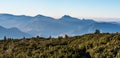 Eastern part of Mala Fatra mountains with Stoh and Velky Rozsutec hills from Velky Choc hill in Chocske vrchy mountains in Royalty Free Stock Photo