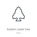 Eastern redcedar tree icon. Thin linear eastern redcedar tree outline icon isolated on white background from nature collection.