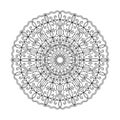 Eastern round mandala. Black element on a white background. Vector illustration