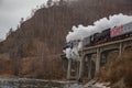 Old steam locomotive in the Circum-Baikal Railway Royalty Free Stock Photo