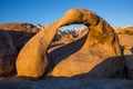 Eastern Sierra Mountain Range in early morning light sunrise on Mobius Arch in Alabama Hills Royalty Free Stock Photo