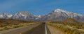 Eastern Sierra mountains , scenic highway heading towards the mountains