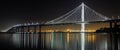 Eastern span of San-Francisco-Oakland Bay Bridge panoramic view at night Royalty Free Stock Photo