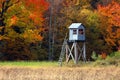 Deer hunting stand on the edge of the trees Royalty Free Stock Photo