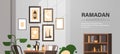 eastern traditional living room interior with pictures ramadan kareem muslim religion holy month flat horizonta copy