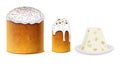Eastern Traditional Orthodox Easter Cakes Realistic Set