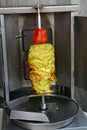 Eastern traditional shawarma grilling