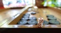 Eastern Traditional Strategy Game Backgammon and Dices Royalty Free Stock Photo